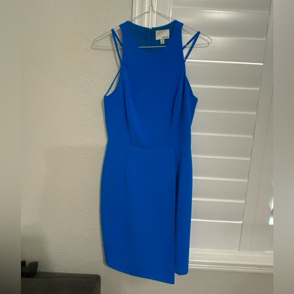 Greylin Bright Blue Dress Sleeveless With Cut Out Designs